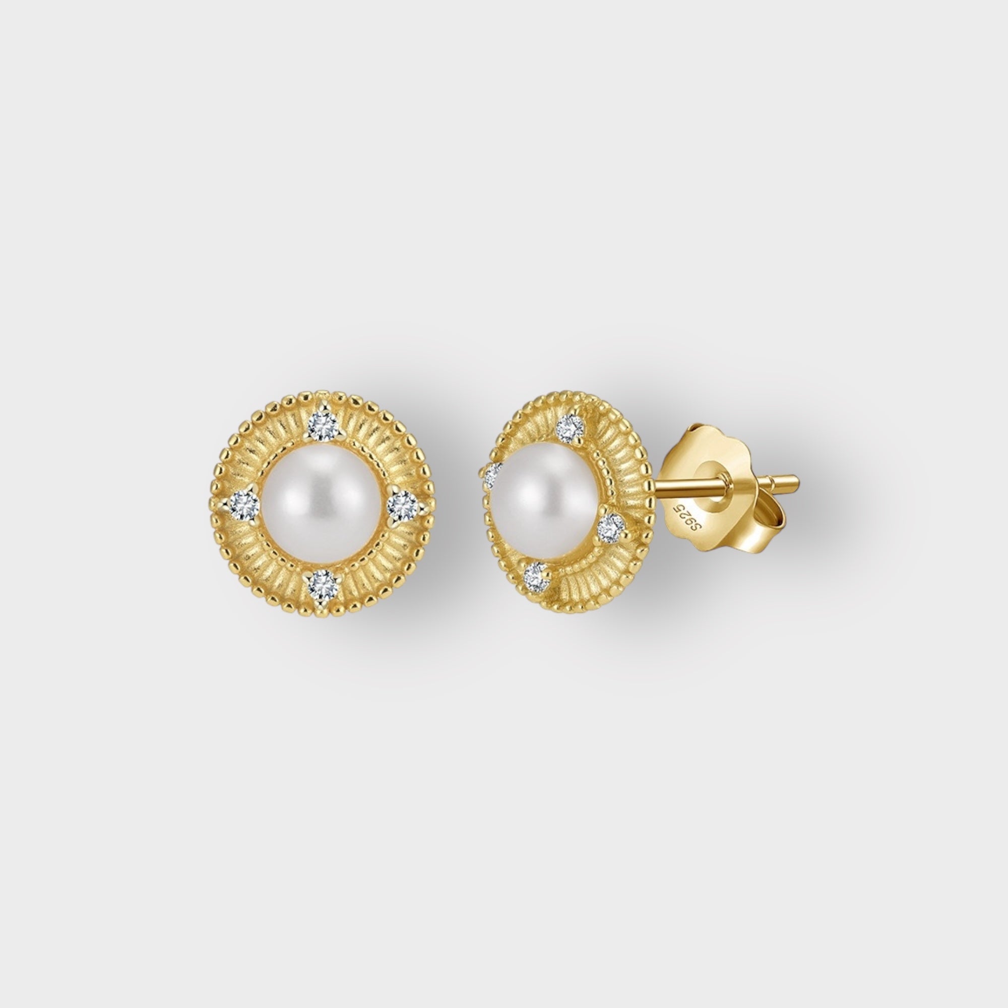 Gold Lea Pearl Studs