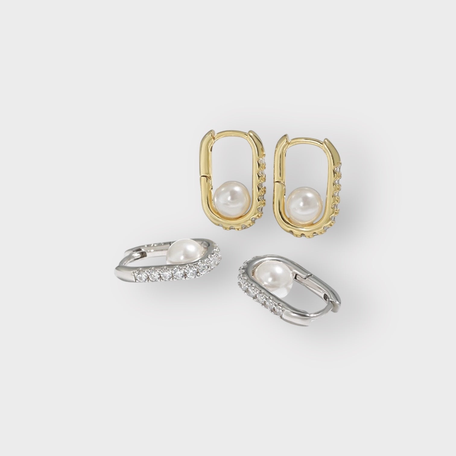 Silver Ava Pearl Hoop