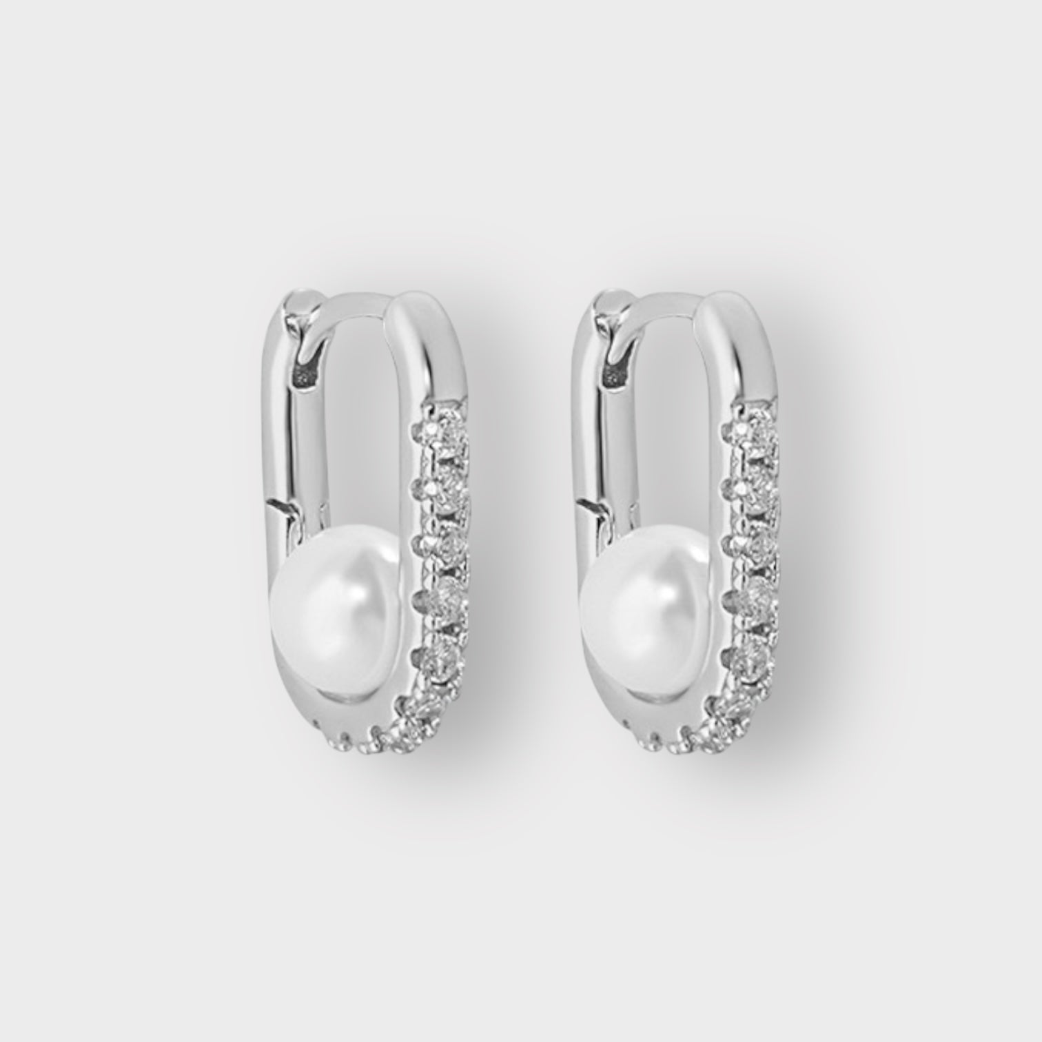 Silver Ava Pearl Hoop